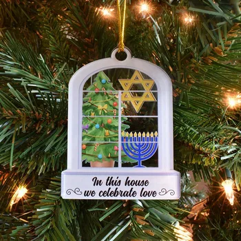 1 TÜKK Personaliseeritud Hanukkah Ornament, Nagu on Näidatud Akrüül Puu, See Maja Meil on Tähistada Armastus Menorah Ornament