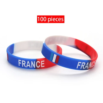 100tk Prantsusmaa Sport Silikoon Käevõru Graveerida Riigi Lipu all, Wristbands Mehed Naised kummipaelaga Mood Tarvikud