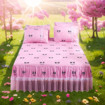 1TK Võrgutav Bow Lace Prindi Printsess Elegantne Bedspread - Stiilne Voodipesu jaoks Magamistuba Decor Une Beddress