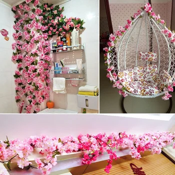 2.3 m Kunstlik Cherry Blossom Rotangist Väljas Aias või Siseruumides Kodu Kaunistamiseks Pulmakleidid Sünnipäeva Stseen Kokkulepe