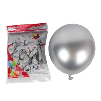 50tk 10 Tolline Metallik Lateks Õhupallid Paks Kroom Läikiv Metall Pearl Õhupalli Globos Pool Decor - Hõbe