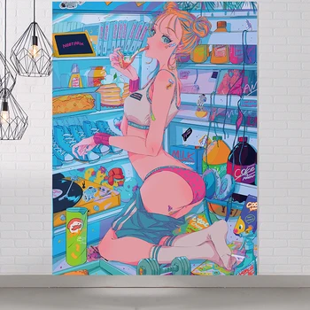 Anime Tüdruk Vaip Seina Magamistuba Taust Teenetemärgi Roosa Armas Lady Fashion Tapestry Kawaii Home Decor Seina Vaip