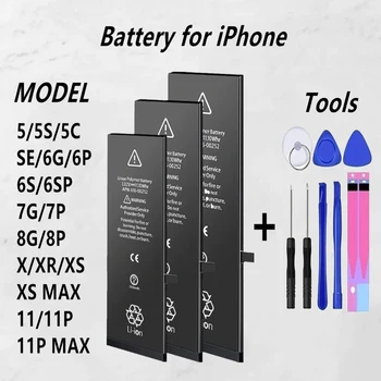 brand new Null-tsükli Kõrge kvaliteediga Aku iPhone 5 6 5S 6S SE 7 8 Plus X Xs Max 11 Pro Mobiilne Telefon Tasuta Tööriistad Kleebis