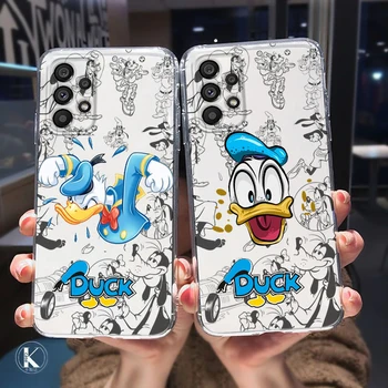 Disney Donald Duck Armas Samsung A04S A81 A91 A71 A51 A41 A31 A12 A21S A01 4G 5G Silikoon on Läbipaistev Telefoni Puhul