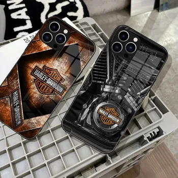H-Harley Davidsons Mousepad Põrutuskindel Klaas IPhone 15 14 Pro Max 13 12 Mini 11 X XS XR SE 2022 8 Plus Coque