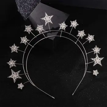 Haldjas Crown Armas Crystal Pruudi Juuksed Tiara Pulmad Juuksed Tarvikud Rhinestone Hairband Star Juuksed Hoop Headpieces Pea Ehted
