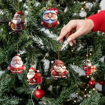 Jõulu Ornament, Akrüül Santa Claus Ripats Kodu Kaunistamiseks Aknas Auto Ornament Seljakott Rippuvad Kaunistused