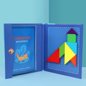 Magnet Puidust Puzzle Klotsid Montessori Hariduslik Mänguasi Geomeetria Tangram Mängud Mänguasi Jõulud Kingitus Kid 3 ＋