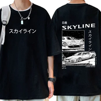 Meeste puuvillased T-särk Drift Jaapani Anime Ae86 Initial D Kahepoolne Tshirt Lühikeste Varrukatega R34 Skyline Gtr Jdm T