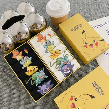 Pokemon Pikachu Cartoon Sokk Kawaii Unisex 5 Paari Puhtast Puuvillast Deodorant Ima Higi Sport Sokk Anime Trend Isiksuse Sokid