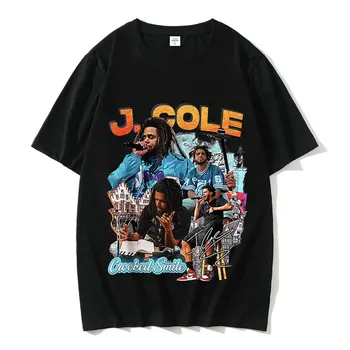 Räppar J Cole Retro Graafiline T-Särk Meeste Lahe Hip-Hop Ülepaisutatud T-Särgid, Meeste Mood Puuvillased Lühikesed Varrukad Tees Unisex Streetwear