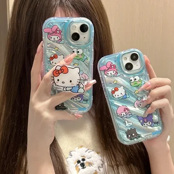 Sanrio Hello Kitty Kuromi Minu Meloodia Luksus Laser Sulg Telefon Case for IPhone 14 13 12 11 Pro Max X-XR, XS MAX 7 8 tagakaas