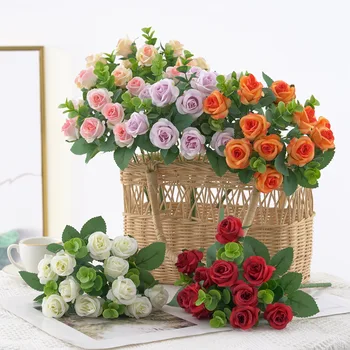 Simulatsioon eukalüpt, roosi kimp, pulmapiltide, kodu kaunistamiseks sisustus, võltsitud lilled, plastikust lilled