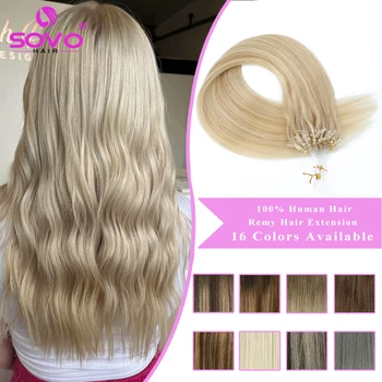 SOVO Micro Ringi Inimeste Blonde juuksepikendusi Mikro-Loop Tõeline Juuksed Tuhk Blond Rõhutab, Bleach Blonde Mikrokuulid Juuste Pikendamine