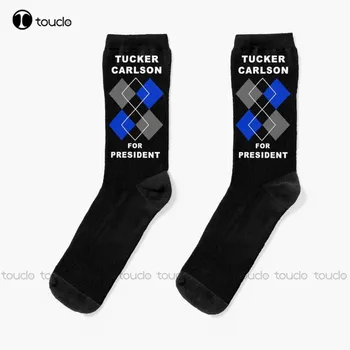 Tucker Carlson President Sokid Valged Sokid Naiste Personaliseeritud Custom Unisex Täiskasvanud Teismeliste Noorte Sokid 360° Digital Printing