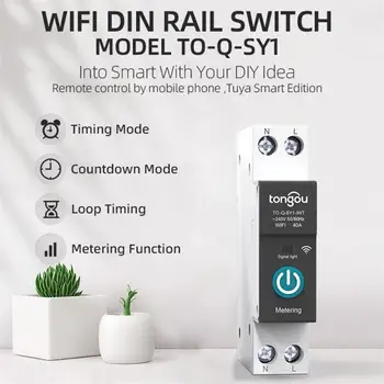 Tuya WIFI Smart Kaitselüliti 1P 10/16/25/32/40/63A DIN Rail Smart Home Wireless Remote Control Switch