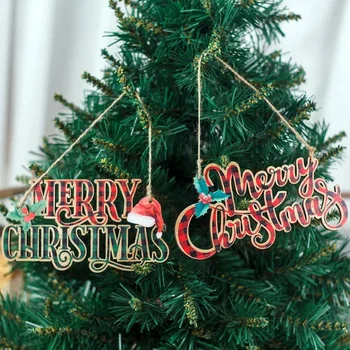 Uus Jõulukaunistused Puidust Merry Christmas Kiri Sildi Võre Stiilis Maalitud Jõulud Kaardi Ripats
