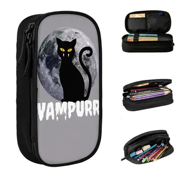 Vampurr Vampiir Kassid Pen Box Double Layer Suure jõudlusega Kooli Halloween Must Pliiats Kotti Kingitus