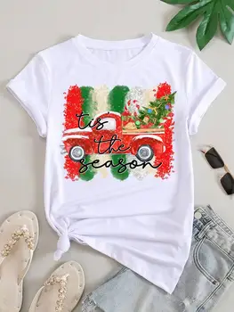 Veoauto Stiilis Akvarell Graafiline T-särk Prindi Top Moe T-Särk Riided Jõulud Uus Aasta Naised, Naised, Daamid Rõivad Tee