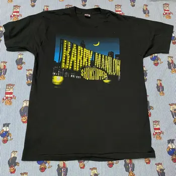 Vintage Barry Manilow Showstopper Graafiline T-särk Täiskasvanud XL FOTL Puuvill USA Must pikkade varrukatega