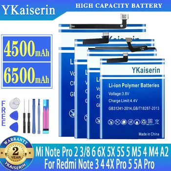 YKaiserin Aku Xiaomi Mi Märkus Pro 2 3 8 6 6 X 5S 5X 5 M4 M5 4 A2 Redmi Märkus 3 4 4X Pro 5 5A Pro Mi 8 Note2 bateria